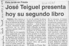 José Teiguel presenta hoy su segundo libro  [artículo].