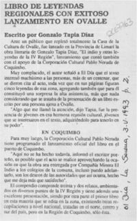 Libro de leyendas regionales con exitoso lanzamiento en Ovalle  [artículo].