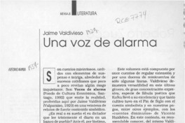 Una voz de alarma  [artículo] Antonio Avaria.