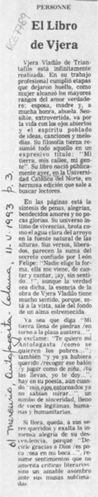 El libro de Vjera  [artículo] Personne.