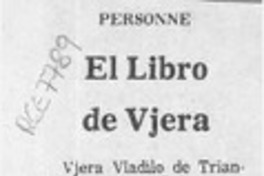 El libro de Vjera  [artículo] Personne.