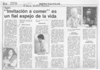 "Invitación a comer" es un fiel espejo de la vida  [artículo].