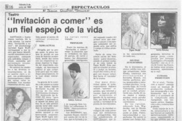 "Invitación a comer" es un fiel espejo de la vida  [artículo].