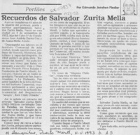 Recuerdos de Salvador Zurita Mella  [artículo] Edmundo Johnson Fiedler.