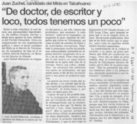"De doctor, de escritor y loco, todos tenemos un poco"  [artículo].