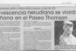 Efervescencia nerudiana se vivirá mañana en el Paseo Thomson  [artículo].