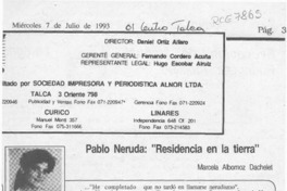Pablo Neruda, "Residencia en la tierra"  [artículo] Marcela Albornoz Dachelet.