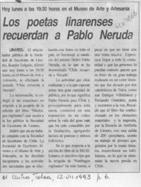 Los Poetas linarenses recuerdan a Pablo Neruda  [artículo].
