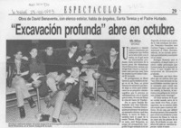 "Excavación profunda" abre en octubre  [artículo] Willy Nikiforos.