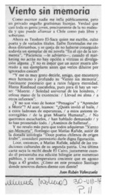 Viento sin memoria  [artículo] Juan Rubén Valenzuela.