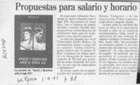 Propuestas para salario y horario  [artículo].