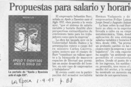 Propuestas para salario y horario  [artículo].
