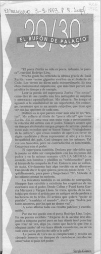 El bufón de palacio  [artículo] Sergio Gómez.