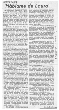 "Háblame de Laura"  [artículo] Agustín Letelier.