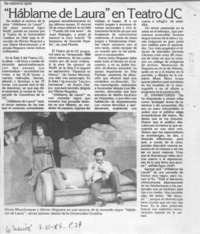 "Háblame de Laura" en Teatro UC  [artículo].