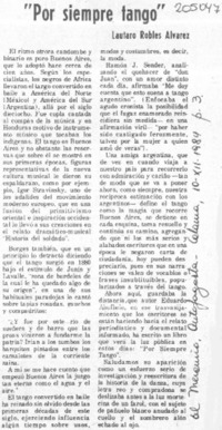 "Por siempre tango"  [artículo] Lautaro Robles Alvarez.