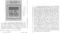 "La Gran aventura educativa"  [artículo].