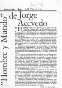 "Hombre y mundo" de Jorge Acevedo  [artículo] Humberto Giannini I.