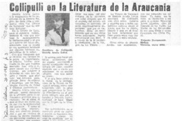 Collipulli en la literatura de la Araucanía  [artículo] Tránsito Bustamante Molina.