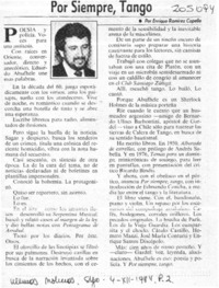 "Por siempre, tango"  [artículo] Enrique Ramírez Capello.