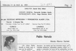 Pablo Neruda  [artículo] Marcela Albornoz Dachelet.