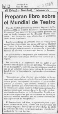 Preparan libro sobre el mundial de teatro  [artículo].