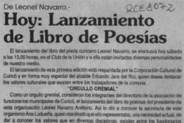 Hoy, lanzamiento de libro de poesías  [artículo].