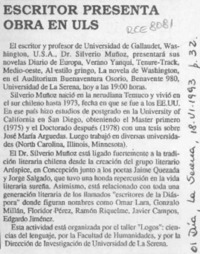 Escritor presenta obra en ULS  [artículo].