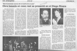 Obra basada en caso real se presentó en el Diego Rivera  [artículo].