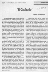 "El clasificador"  [artículo] Ramón Díaz Eterovic.
