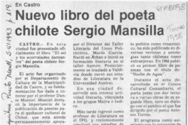 Nuevo libro del poeta chilote Sergio Mansilla  [artículo].