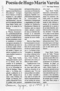 Poesía de Hugo Marín Varela  [artículo] Omar Monroy.