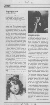 Una precursora en las letras  [artículo] Ester Matte Alessandri.