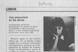 Una precursora en las letras  [artículo] Ester Matte Alessandri.