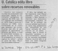 U. Católica edita libro sobre recursos renovables  [artículo].
