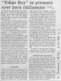 "Edipo Rey" se presentó ayer para chillanejos  [artículo].