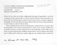 Llueve sobre los poetas franceses y llueve en mi corazón  [artículo] Antonio Campaña.