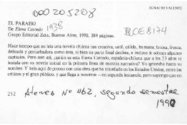 El paraíso  [artículo] Ignacio Valente.
