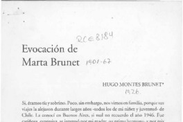 Evocación de Marta Brunet  [artículo] Hugo Montes Brunet.