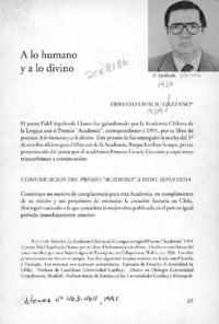 A lo humano y a lo divino  [artículo] Ernesto Livacic Gazzano.
