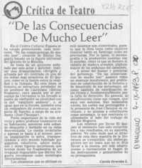 "De las consecuencias del mucho leer"  [artículo] Carola Oyarzún L.
