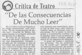"De las consecuencias del mucho leer"  [artículo] Carola Oyarzún L.