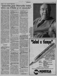 Habla Juan Agustín Figueroa, "Interés por Neruda está vivo en Chile y el mundo"