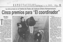 Cinco premios para "El coordinador"  [artículo] Willy Nikiforos.