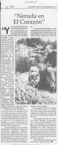 "Neruda en el corazón"  [artículo].
