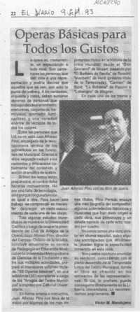 Operas básicas para todos los gustos  [artículo] Víctor M. Mandujano.