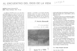 Al encuentro del Dios de la vida