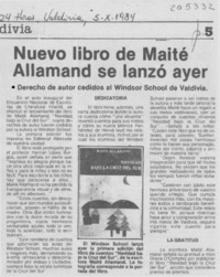 Nuevo libro de Maité Allamand se lanzó ayer