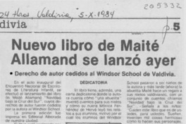 Nuevo libro de Maité Allamand se lanzó ayer