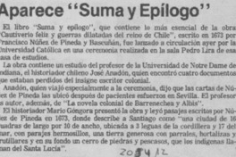 Aparece "Suma y epílogo"
